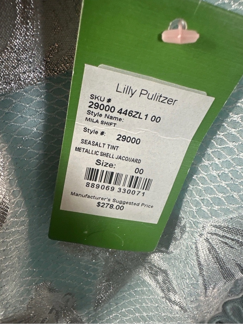 Lilly Pulitzer Mila Shift Dress Metallic Shell Jacquard 00 - Picture 5 of 11